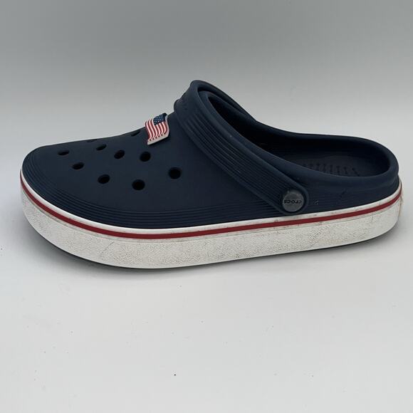 CROCS Off Court Clogs Navy Slip On Casual Sandal Men's Size M5 W7 Pre-owned Flag - Picture 6 of 13